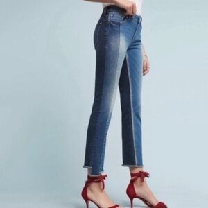 ANTHRO X PILCRO 29 Parallel Color block panel with uneven funky raw hem